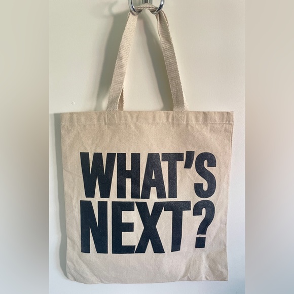NEW Gallery dept WHATS NEXT beige pale ivory nude canvas medium tote bag - Picture 2 of 3